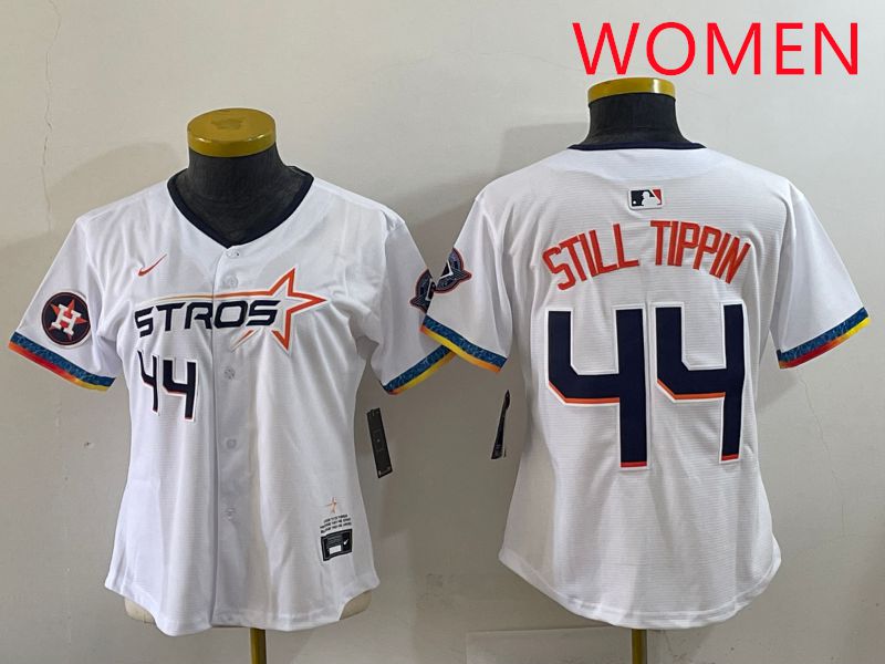 Women Houston Astros #44 Still Tippin White Four generations Joint Name 2025 Nike MLB Jersey style 7